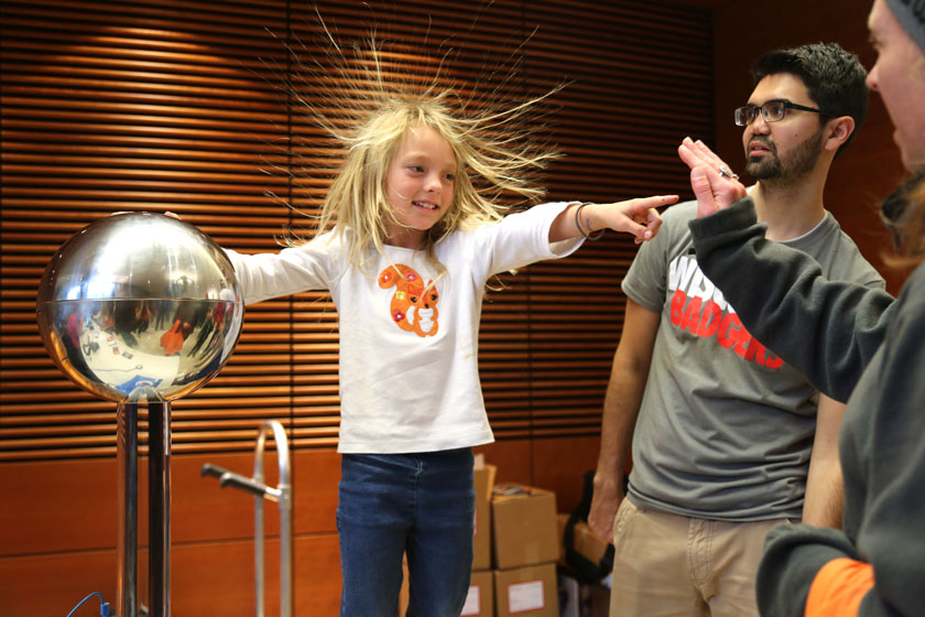 Girl with static electricity hair