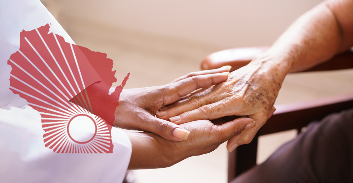 WARF logo over a photo of younger person holding an older person's hand