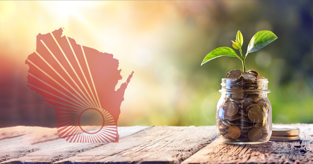 WARF Logo on image of a jar on a table outside full of coins with plant sprouting out of it