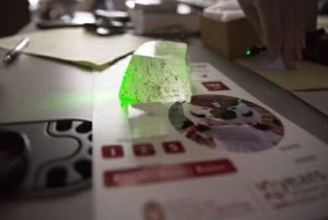 Laser passing through calcite