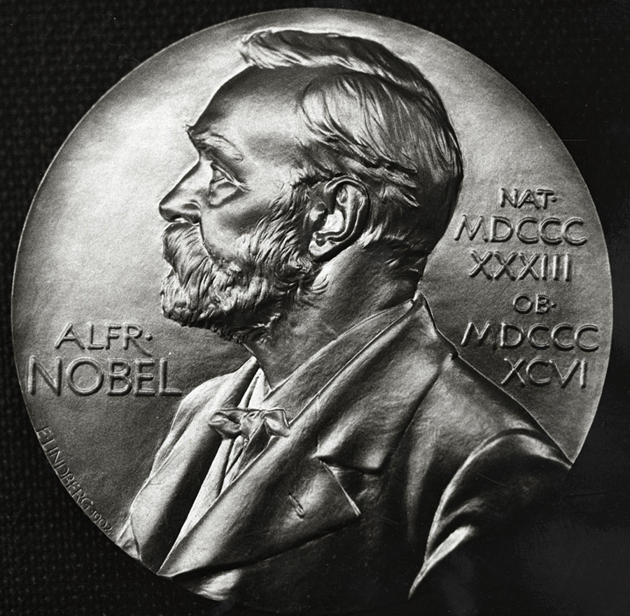 UW Archival photo of an actual Nobel medal